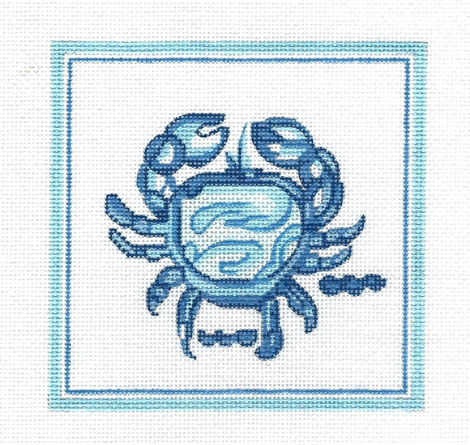 Cerámica Hadley CANGREJO AZUL 5" cuadrada Lienzo Needlepoint pintado a mano por Silver Needle Foto 1 de 1