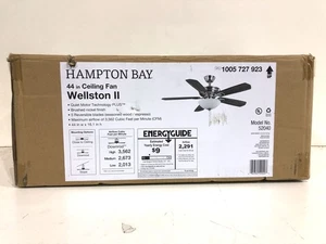 Hampton Bay Wellston II 44 in. Indoor LED Brushed Nickel Ceiling Fan with Light - Picture 1 of 1