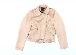 New Look Women's Beige Motorcycle Jacket Size 12 - Picture 1 of 12