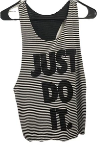 Nike Women's Striped Just Do It Tank Top & Black Reversible Fits A Med-Large - Picture 1 of 4