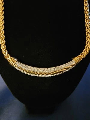 Hermosa Gargantilla Swarovski Oro Y Cristal Estrás, Firmada Foto 1 de 4