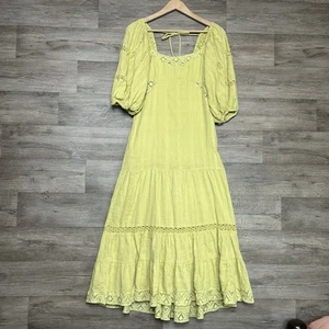 Maxi Vestido Free People All The Attitude Mujer S Verde Bohemio Manga Globo - Imagen 1 de 8