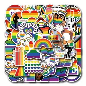 Juego de 50 pegatinas de vinilo impermeables LGBTQ Rainbow Gay Pride pequeñas LGBT - Imagen 1 de 5