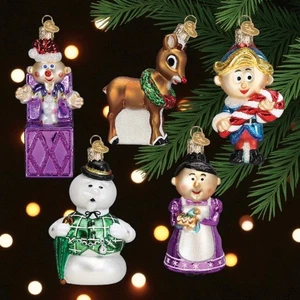Old World Christmas Rudolph The Red Nosed Reindeer 5 Pc Glass Ornament Set #1 - Picture 1 of 16