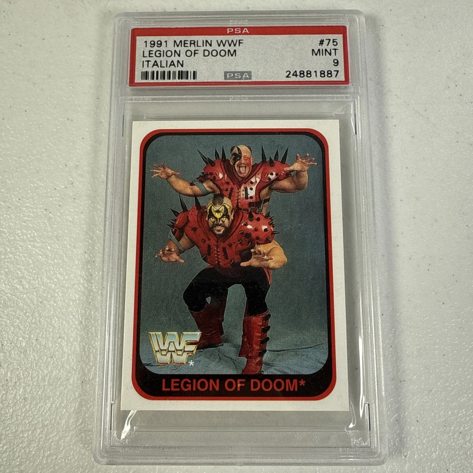 1991 Merlin WWF Legion of Doom Road Warriors #75 PSA 9 Italian Wrestling Card - Image 1 of 4