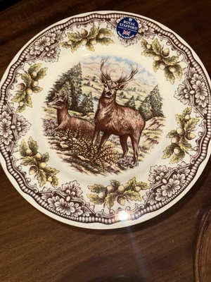 Royal Stafford Thanksgiving Deer Dinner Plates Made In England 11”
