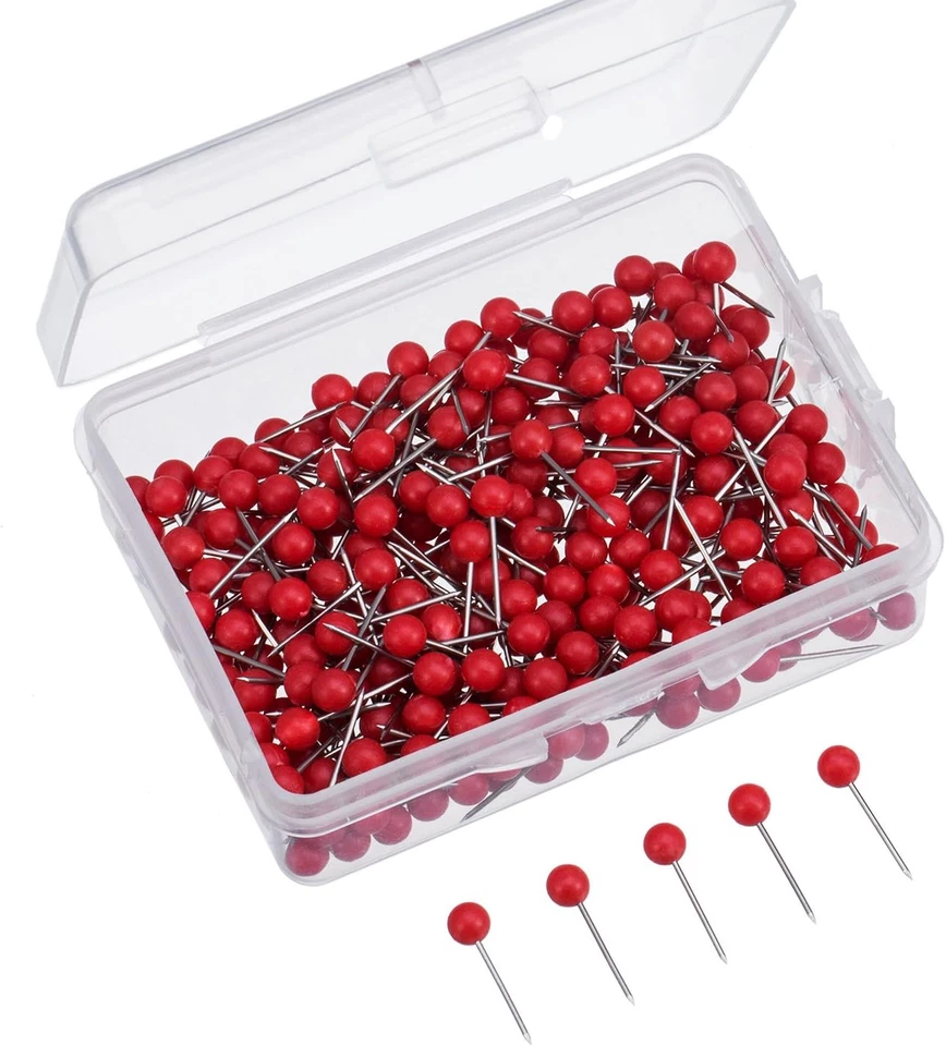  Map Tacks Push Pins Small Size 300 Packs (Red, 1/8 Inch) - Image 1 of 4