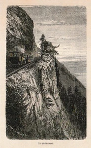 STAMPA ANTICA FERROVIA AUSTRIA  ARLBERG DIE KRABBELWAND INCISIONE XIX SECOLO - Foto 1 di 1