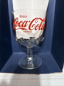 Vintage Coca-Cola Glass 16 Oz. Footed Goblet Thumbprint Pattern 6 Inch - Picture 1 of 7