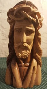 Statua artigianale fatta a mano testa di Gesù figure in legno di ulivo Terra Santa Betlemme - Foto 1 di 6