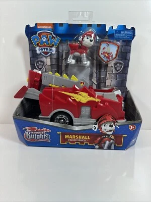 PAW PATROL Rescue Knights Marshall Deluxe Vehicle Car Kids Toy With Figure NEW - Image 1 of 4