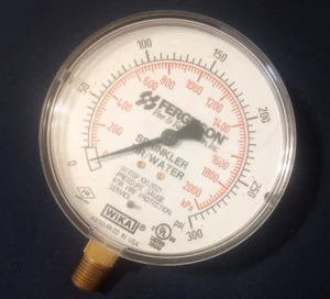 4" Ferguson Fire and Fabrication Air/Water 0-300 psi Pressure Gauge - Picture 1 of 6