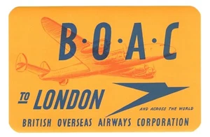 GREAT BRITAIN BOAC ORIGINAL OLD AVIATION BAGGAGE LABEL - Picture 1 of 1