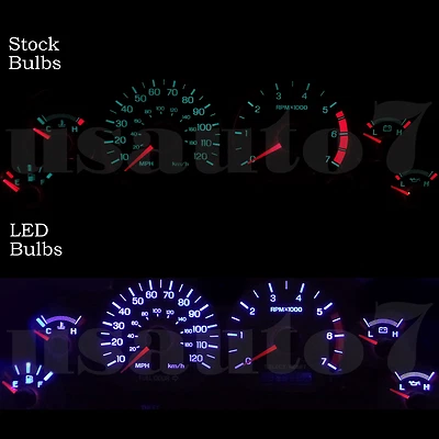 Dash Instrument Cluster Gauge WHITE LED LIGHTS BULBS KIT Fits 94-98 Ford Mustang Foto 1 de 4