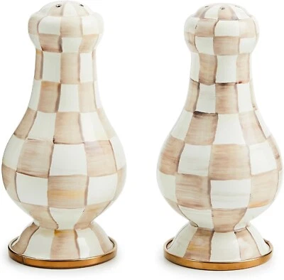 Mackenzie Childs Sterling Check Large Salt & Pepper , Mocha Check Large