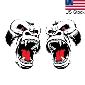 2pcs Black & Red Horror Ape Totem Body Side Fender Vinyl DIY Decal Stickers - Picture 1 of 9