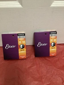 Elixir Phosphor Bronze Acoustic Guitar Strings NANOWEB Light 012-.053 2-Pack - Picture 1 of 7