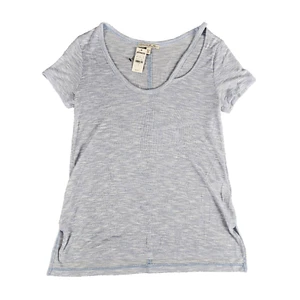 NWT Express One Eleven Women's S Blue Short Sleeve Left Shoulder Cut Out Shirt - Picture 1 of 10
