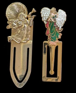 Angel Brass Bookmarks Cloisonne and Molded Lot of 2 - Picture 1 of 1