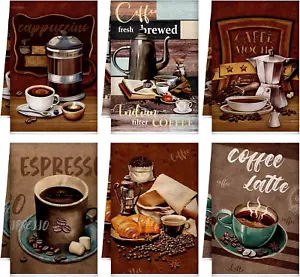 Boyiee Set of 6 Coffee Kitchen Towels Absorbent Dish Towels 24 X 16 Inches Kitch - Picture 1 of 12