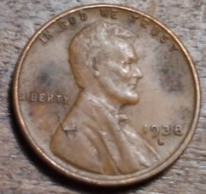 1938 S/RETAINED LAMINATION ERROR/ Lincoln Wheat Cent - Picture 1 of 7