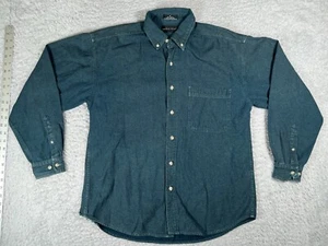 Anchor Shirt Mens Medium Blue Denim Button Up Chambray Pockets 100% Cotton - Picture 1 of 12
