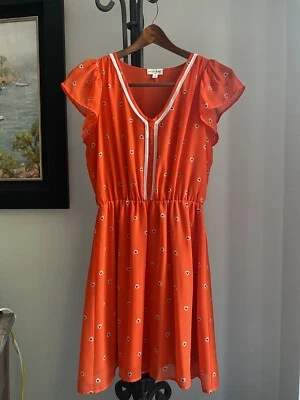 maison Jules Womens  A-line Mini Dress, Darker Orange Lace Accents Lined Size S - Image 1 of 4