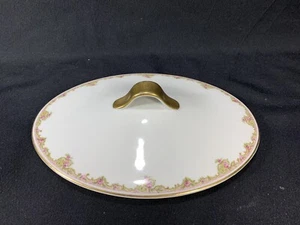 William Wm Guerin & Co Limoges France Oval Lid Pink Green Floral for Casserole - Picture 1 of 8
