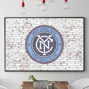 New York City FC on Brick Wall Sign MLS Major League Soccer POSTER CANVAS - Picture 1 of 7