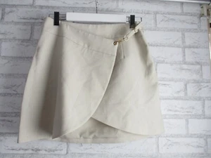 Mossman womens mini skirt bone/beige faux wrap 8 - Picture 1 of 8