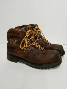 CAROLINA 4X4 HARD TOE BROWN LEATHER ANKLE WORK MENS 9 BOOTS - Foto 1 di 4