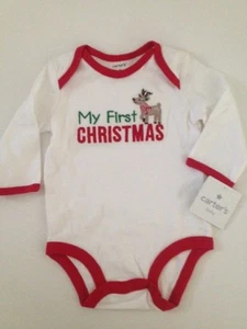 Carter's Baby Boys Girls My 1st First Xmas Christmas Bodysuit Romper Reindeer - Picture 1 of 2
