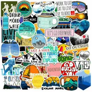 50 Outdoors Hiking Camping Nature Stickers Pack Laptop Car Bumper Bike Decal Lot - Picture 1 of 9