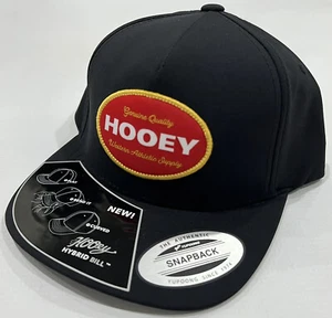 HOOEY Boys Black Logo Adjustable Snap Back Hybrid Bill Baseball Hat Cowboy Rodeo - Picture 1 of 7