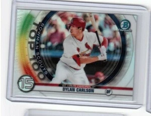 2020 Bowman Chrome Insert Bowman Scouts Top 100 Dylan Carlson St Louis Cardinals - Picture 1 of 2