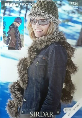 Sirdar Bigga/Foxy Scarf and Hat Crochet Pattern 8724 - Image 1 of 3