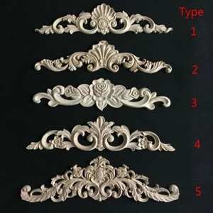 1X Rubber Wood Oak Carved Corner Onlay Applique Furniture Drawer Door Home Decor - Picture 1 of 10