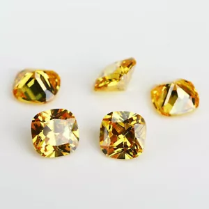 50pcs 5x5~15x15mm Cushion Golden Yellow loose cz stone cubic zirconia gemstone - Picture 1 of 5