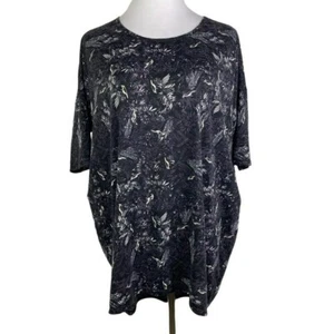 LuLaRoe Floral Birds High-Low Drop Shoulder Tunic Blouse Women's L Black Purple - Picture 1 of 8