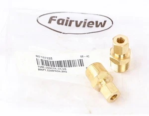2-Pack Fairview 468-4C Brass Tube Fitting, 1/4" Tube OD x 3/8" Male NPT - Picture 1 of 3