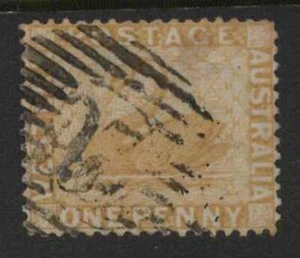 (F113-131) 1864 WA 1d yellow swan P/O no. 97 stamp (EF) (KW68)  - Picture 1 of 1