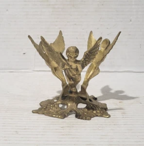 Vtg Brass 3 Cherubs Angels Vase Stand - Picture 1 of 7