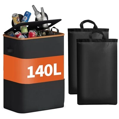 Pfandflaschen Sammelbehälter 140L Flaschensammler mit Deckel Falten Mülleimer - Bild 1 von 4