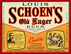 LOUIS SCHOEN'S BEER LABEL T-SHIRT WAUSAU BREWING WI SMALL - XXXLARGE (F) - Bild 1 von 1