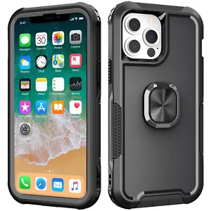 Custodia per iPhone 13/14 resistente triplo strato anello magnetico + vetro temperato - Foto 1 di 5