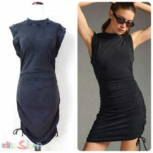 *Anthropologie* Daily Practice Utility Ruched Gray Mini Dress, SMALL - NEW! - Picture 1 of 6
