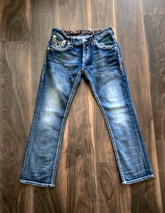 Rock Revival Matthew Straight Mens Jeans 32 Slim Distressed - Picture 1 of 7