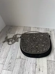 *RARO* HERMOSO MONEDERO/BOLSO DE MANO DE CÓCTEL AVIVA STANOFF CON CUENTAS CON CADENA DE METAL - Imagen 1 de 12