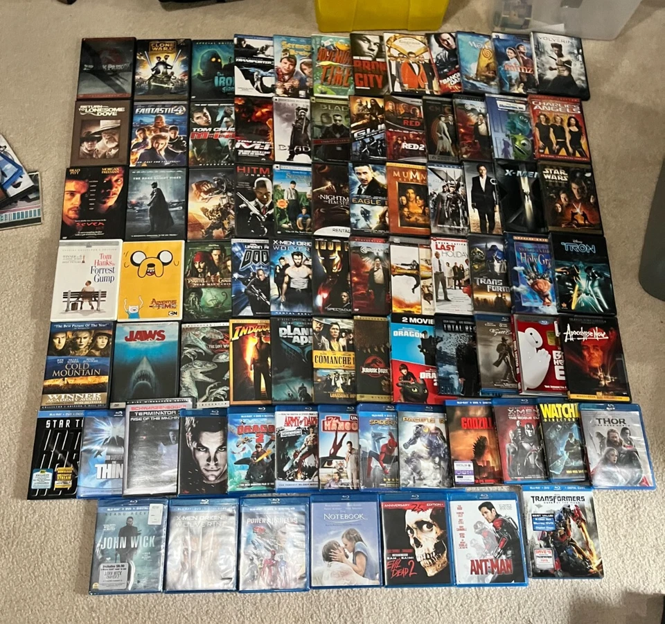 Lot of 80 DVD & Bluray Movies - Jurassic Park, Blade, X-Men, Transformers - Image 1 of 1