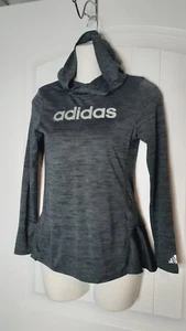 Adidas Climate Youth / Small Woman L Grey Stretch Peplum Performance Top / Hood - Picture 1 of 7